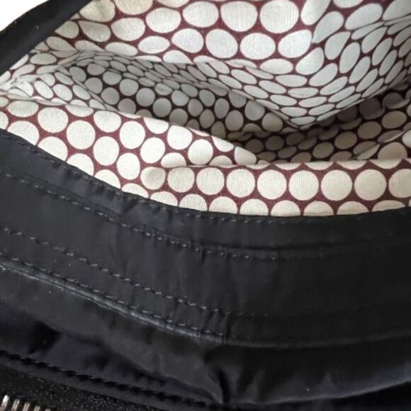 Brighton Go Go Black Nylon & Brown Croc Patent Leather Crossbody Purse Bag - Picture 4 of 4